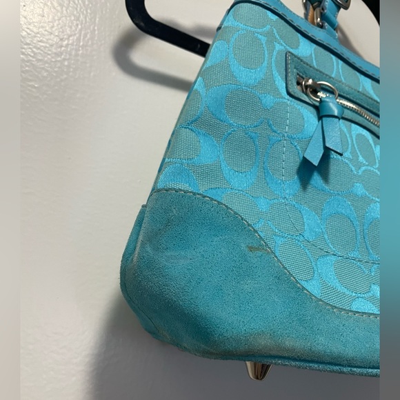 *Vintage* Teal Canvas/Suede Leather Purse - Picture 9 of 16